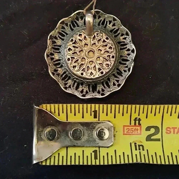 Sterling silver glazed ceramic pottery pendant 16-in Sterling box chain - Picture 3 of 3